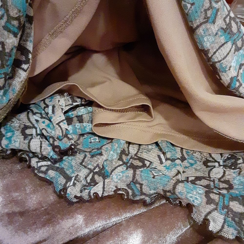 Vintage 2Pc Brown and Turquoise Fully Lined Skirt Set Sz MP - Picture 12 of 14